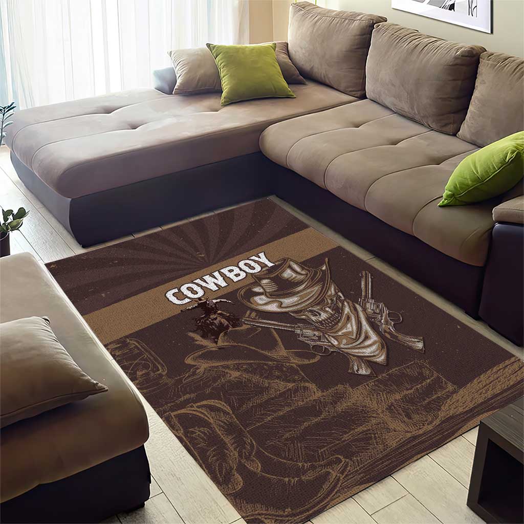 Skull Cowboy Area Rug Wild West Reborn LT15