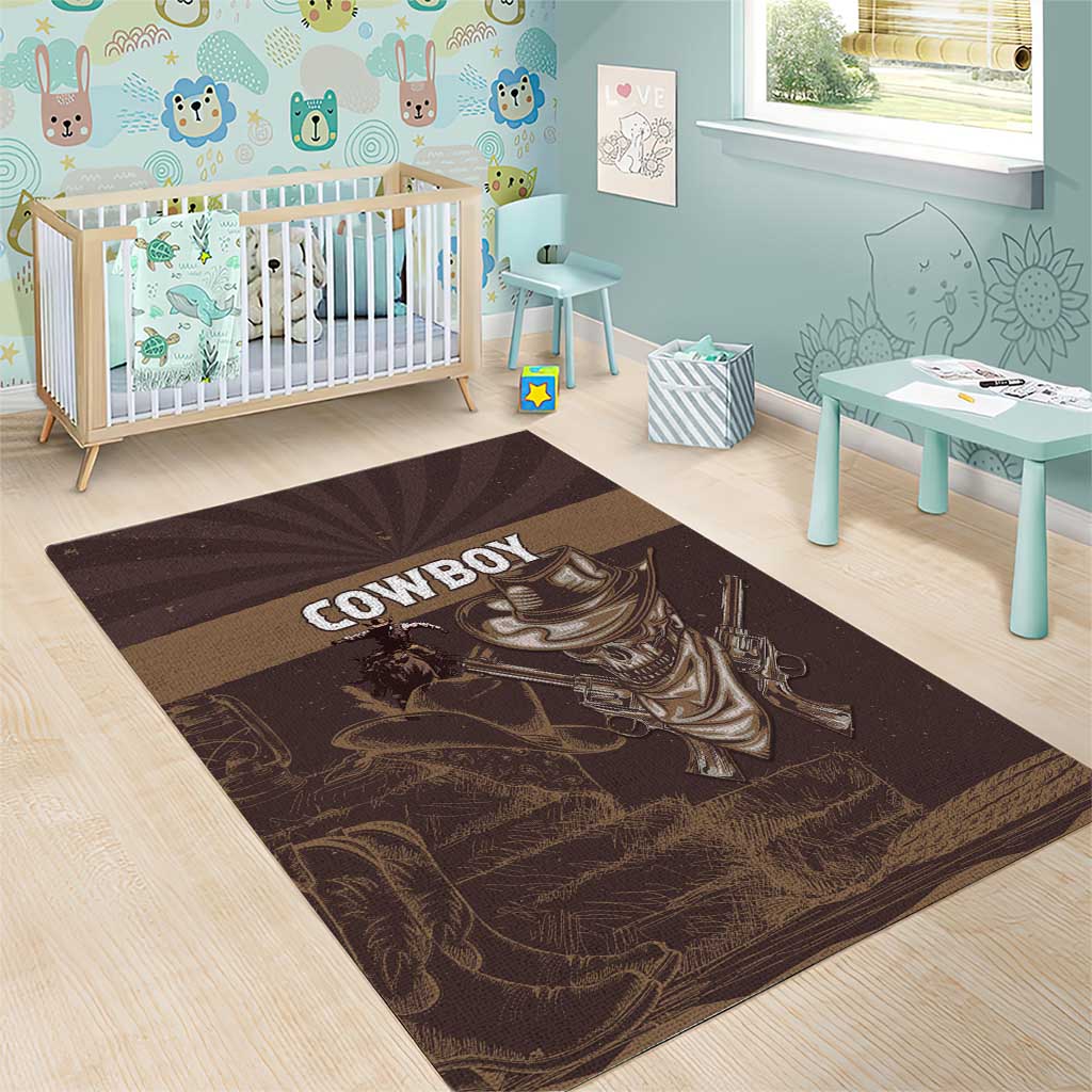 Skull Cowboy Area Rug Wild West Reborn LT15