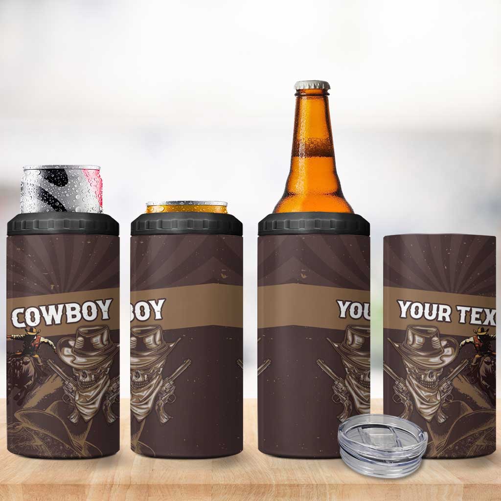 Personalised Skull Cowboy 4 in 1 Can Cooler Tumbler Wild West Reborn LT15