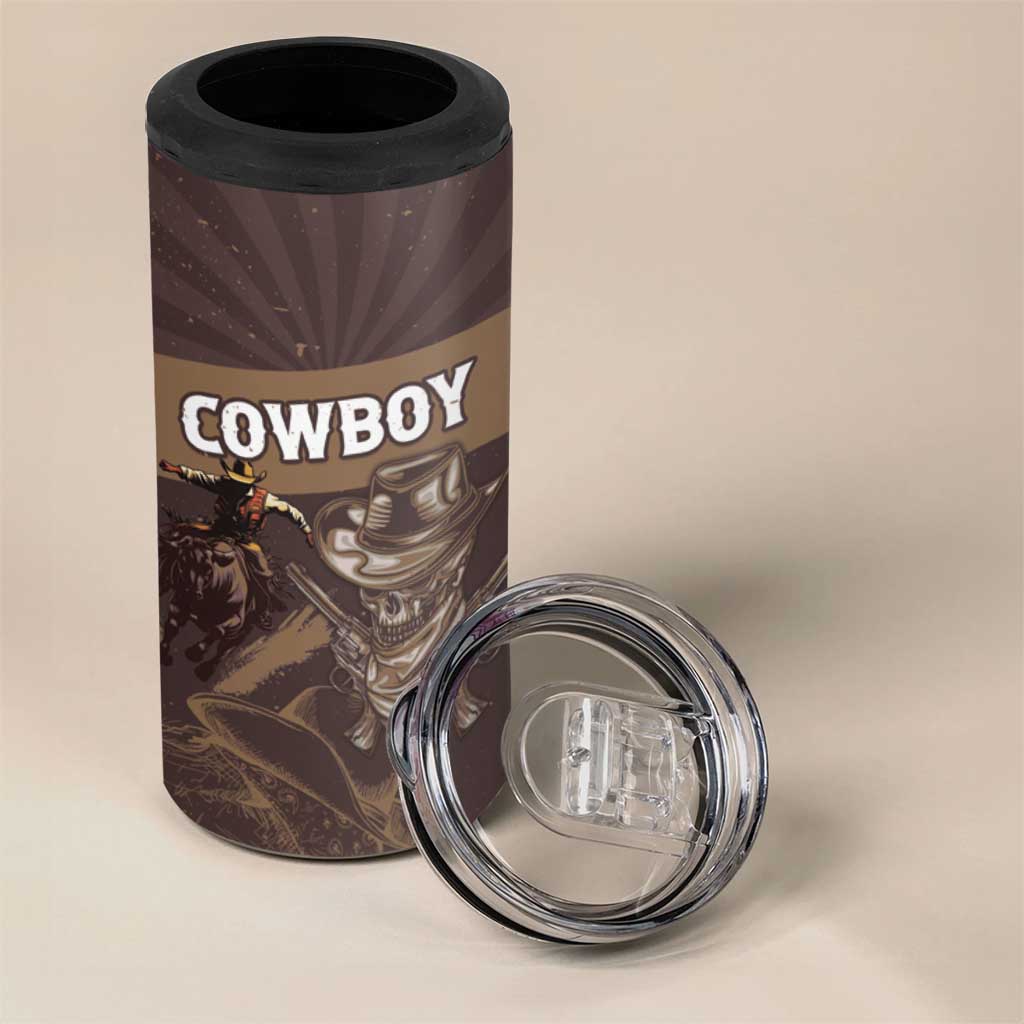 Personalised Skull Cowboy 4 in 1 Can Cooler Tumbler Wild West Reborn LT15