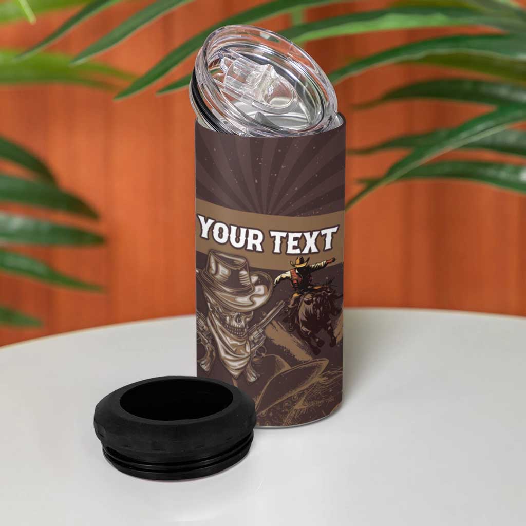 Personalised Skull Cowboy 4 in 1 Can Cooler Tumbler Wild West Reborn LT15