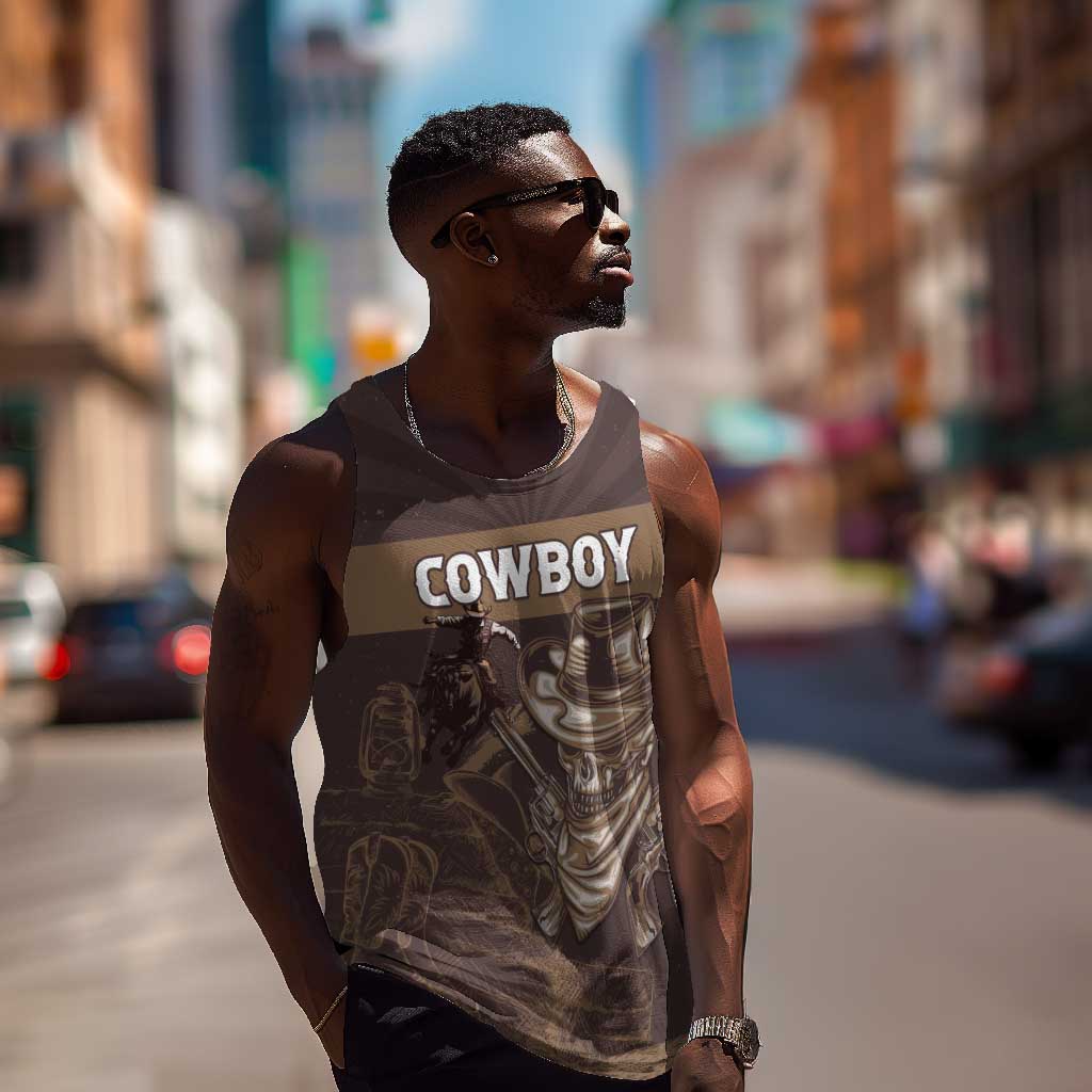 Personalised Skull Cowboy Men Tank Top Wild West Reborn LT15
