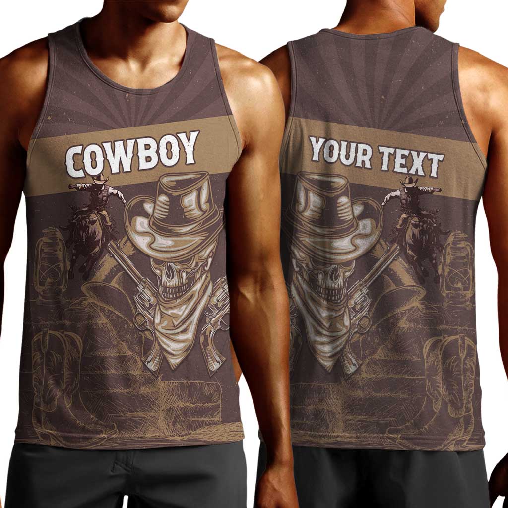 Personalised Skull Cowboy Men Tank Top Wild West Reborn LT15