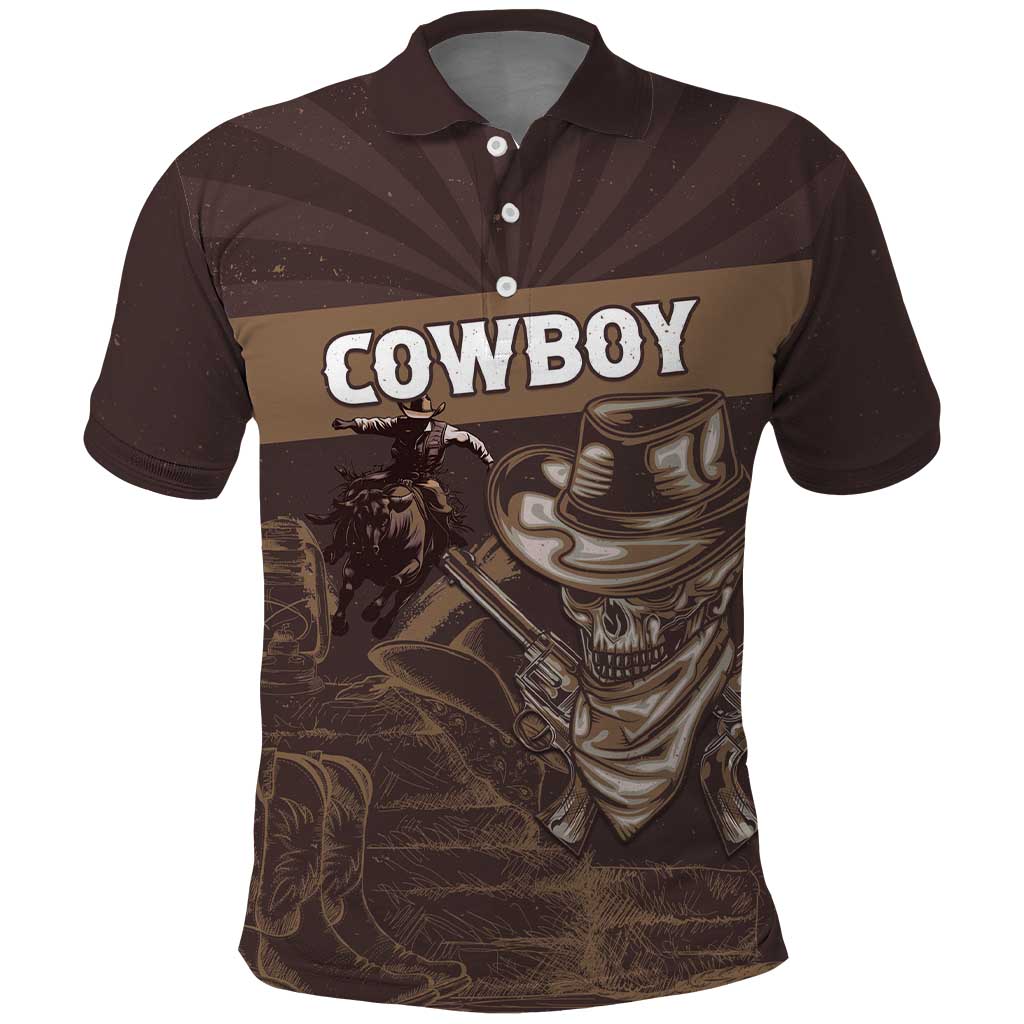 Personalised Skull Cowboy Polo Shirt Vintage Style LT15