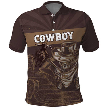 Personalised Skull Cowboy Polo Shirt Vintage Style LT15