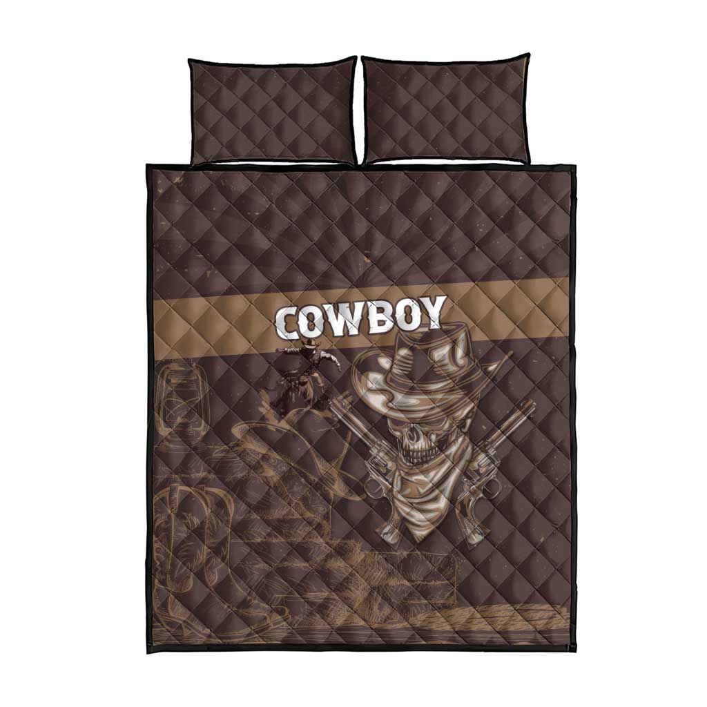 Skull Cowboy Quilt Bed Set Wild West Reborn LT15