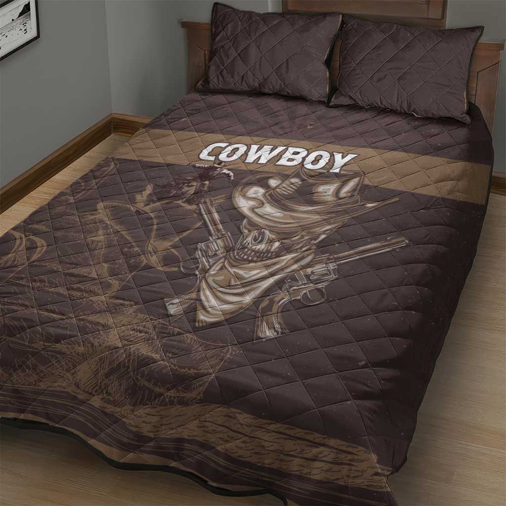 Skull Cowboy Quilt Bed Set Wild West Reborn LT15