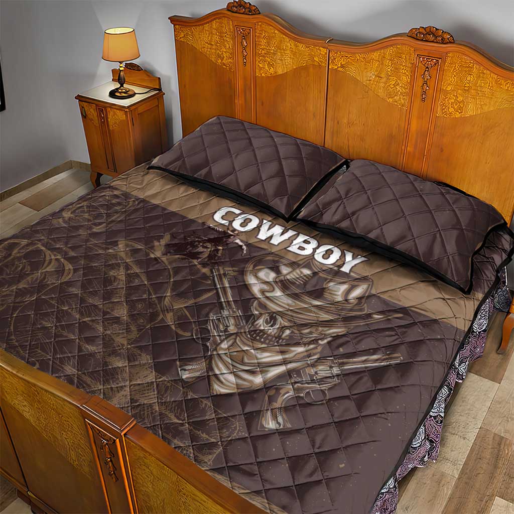 Skull Cowboy Quilt Bed Set Wild West Reborn LT15