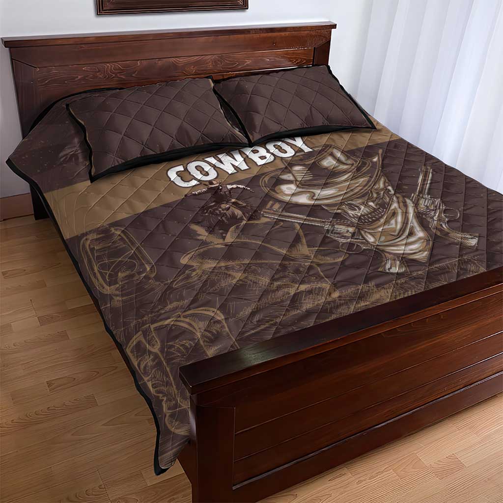 Skull Cowboy Quilt Bed Set Wild West Reborn LT15