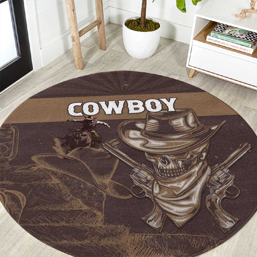 Skull Cowboy Round Carpet Wild West Reborn LT15