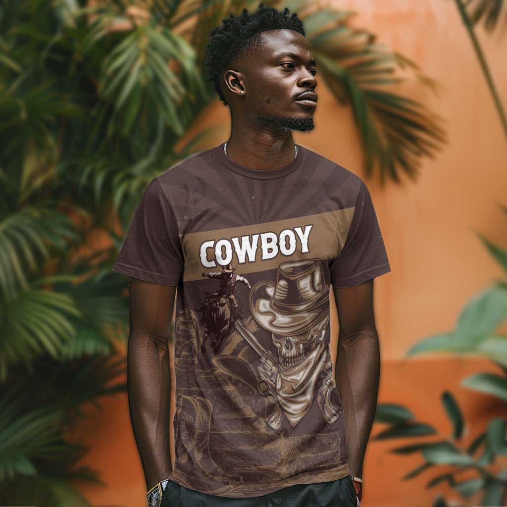 Personalised Skull Cowboy T shirt Wild West Reborn LT15