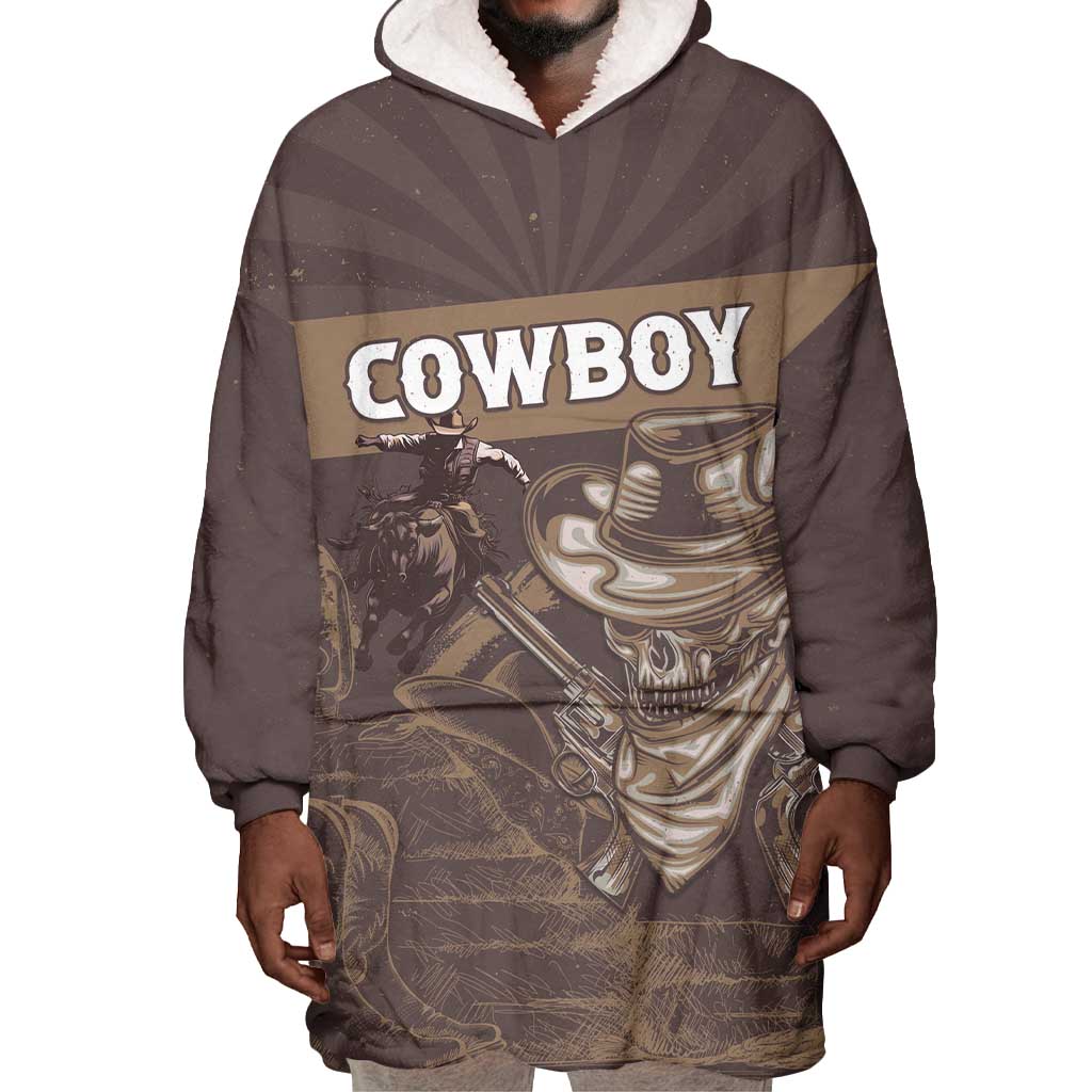 Personalised Skull Cowboy Wearable Blanket Hoodie Wild West Reborn LT15