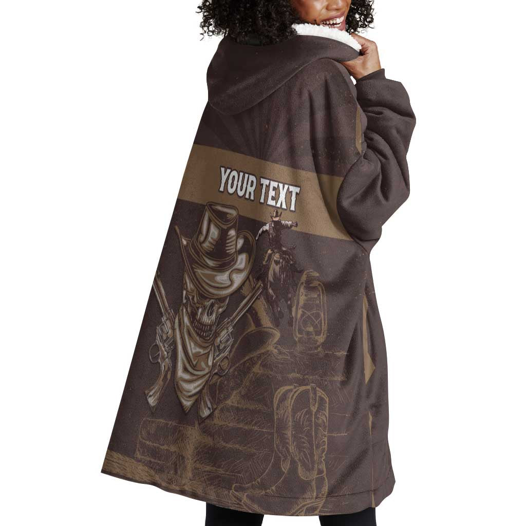 Personalised Skull Cowboy Wearable Blanket Hoodie Wild West Reborn LT15
