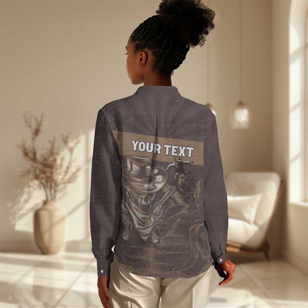 Personalised Skull Cowboy Women Casual Shirt Wild West Reborn LT15