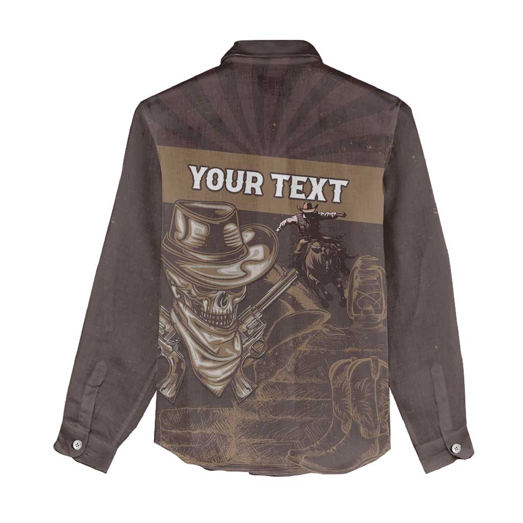 Personalised Skull Cowboy Women Casual Shirt Wild West Reborn LT15