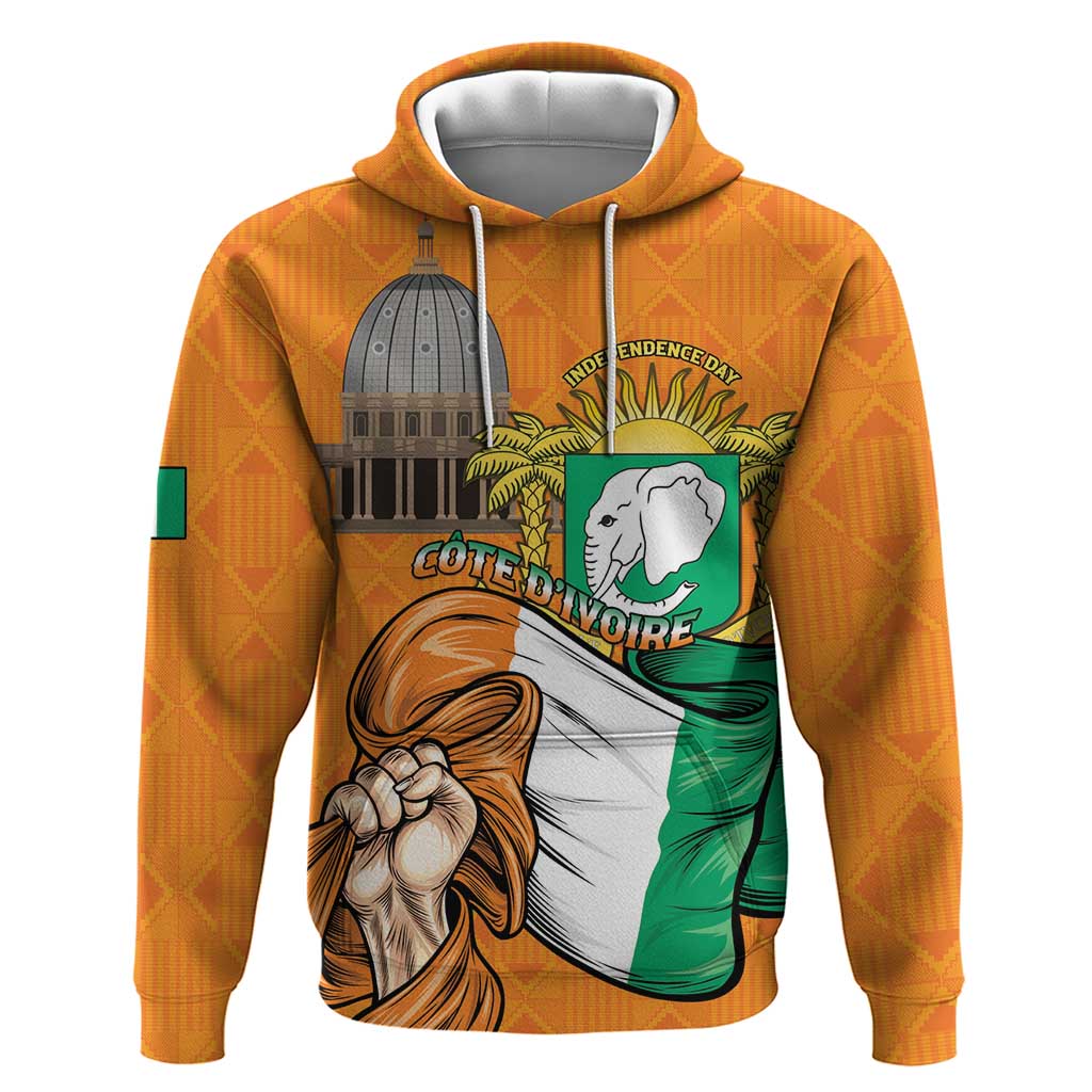 Personalised Ivory Coast Independence Day Hoodie Yamoussoukro Coat Of Arms LT15