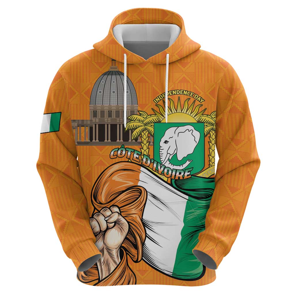 Personalised Ivory Coast Independence Day Hoodie Yamoussoukro Coat Of Arms LT15