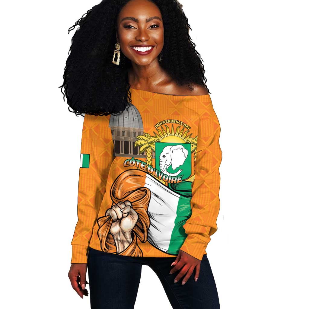Personalised Happy Cote dIvoire Off Shoulder Sweater 65th of Independence Day LT15