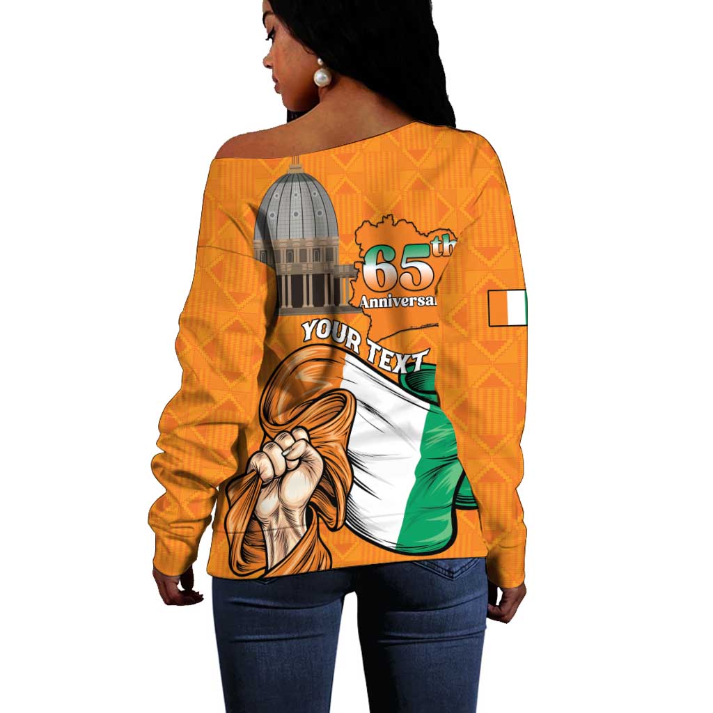 Personalised Happy Cote dIvoire Off Shoulder Sweater 65th of Independence Day LT15