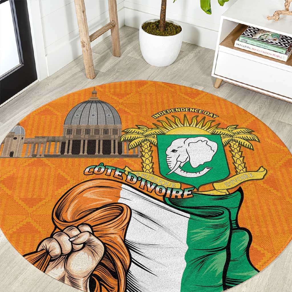 Happy Cote dIvoire Round Carpet 65th of Independence Day LT15