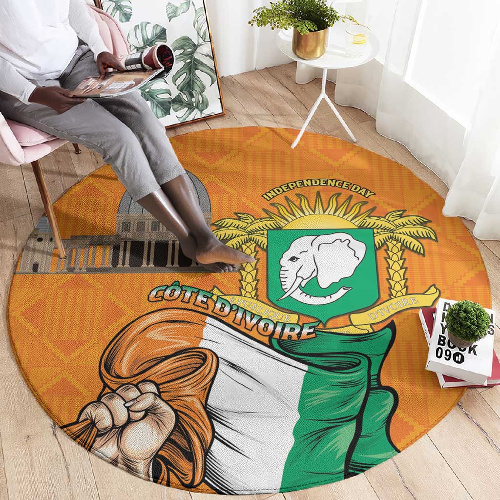 Happy Cote dIvoire Round Carpet 65th of Independence Day LT15