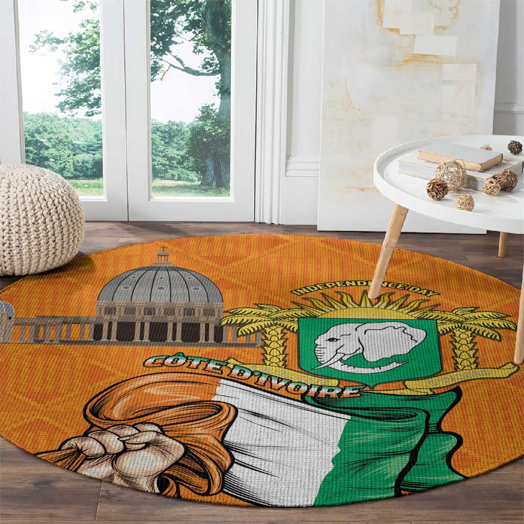 Happy Cote dIvoire Round Carpet 65th of Independence Day LT15