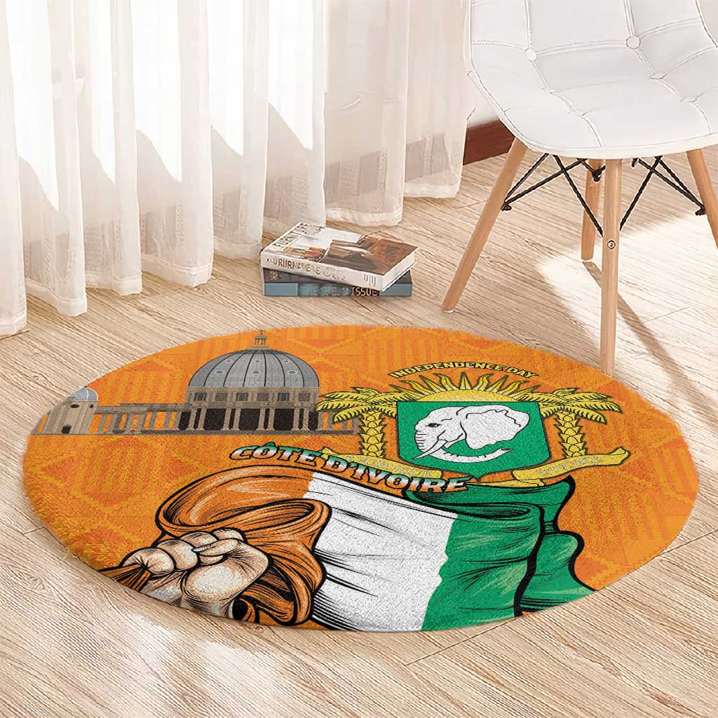 Happy Cote dIvoire Round Carpet 65th of Independence Day LT15