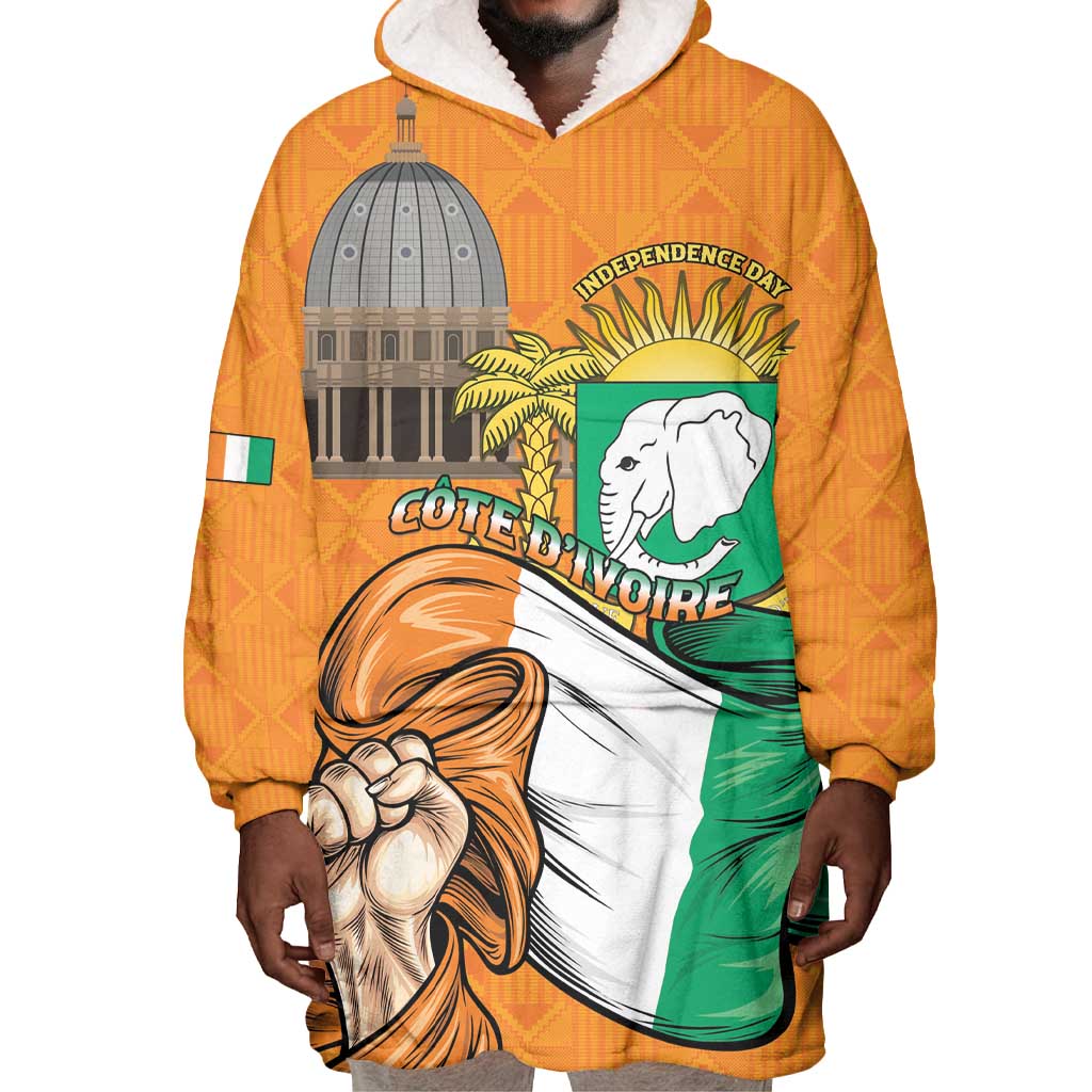 Personalised Happy Cote dIvoire Wearable Blanket Hoodie 65th of Independence Day LT15