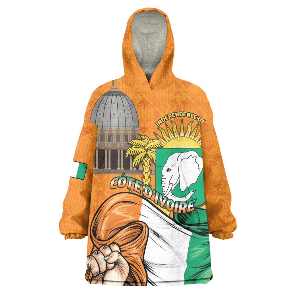 Personalised Happy Cote dIvoire Wearable Blanket Hoodie 65th of Independence Day LT15