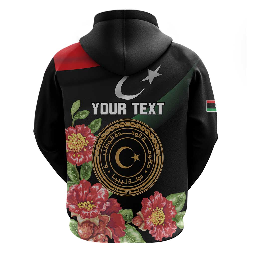 Personalized Libya Revolution Day Hoodie Libyan Map With Pomegranate Blossom LT15