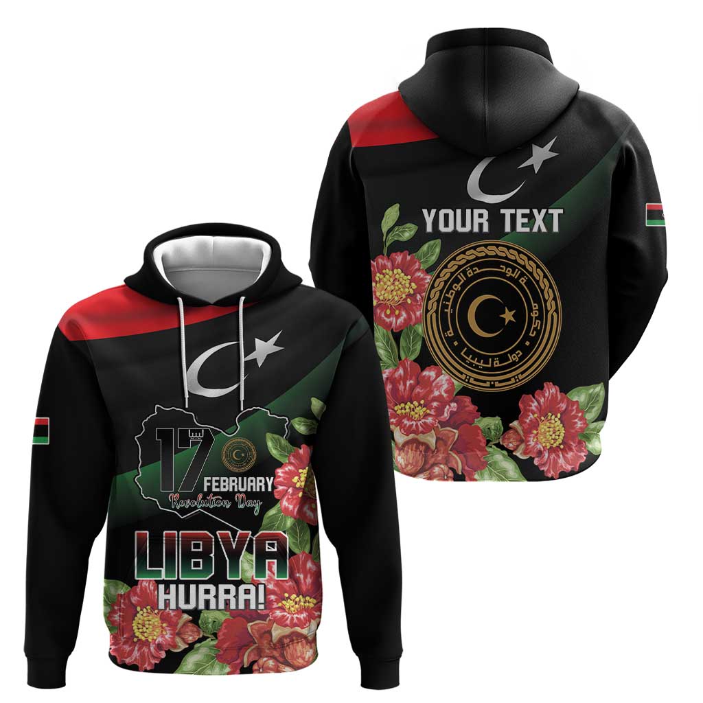 Personalized Libya Revolution Day Hoodie Libyan Map With Pomegranate Blossom LT15