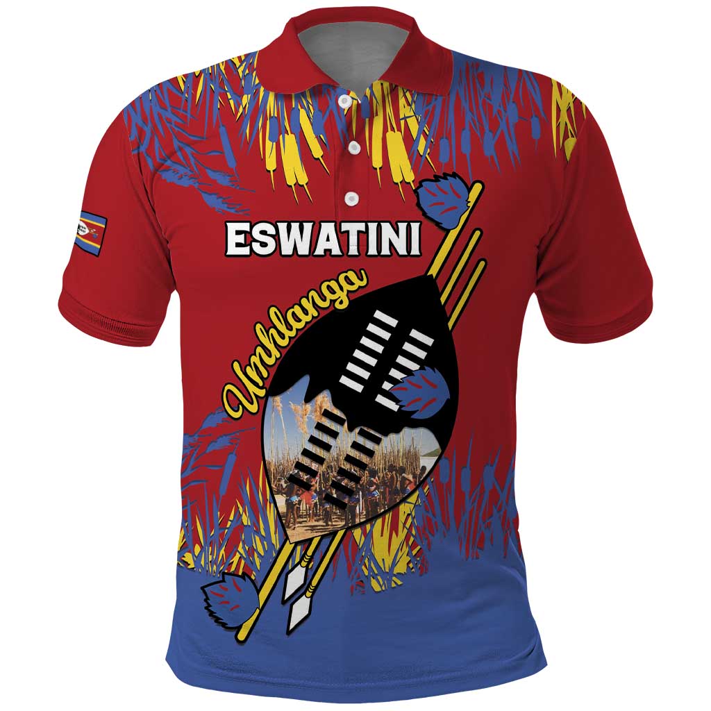 Personalized Eswatini Umhlanga Polo Shirt Nguni Shield With Reed LT15