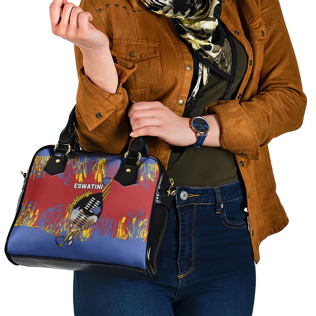 Eswatini Umhlanga Shoulder Handbag Nguni Shield With Reed LT15