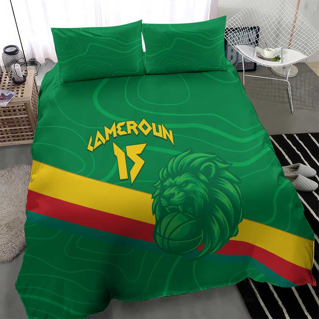 Custom Cameroon Basketball Bedding Set Go Indomitable Lions LT15