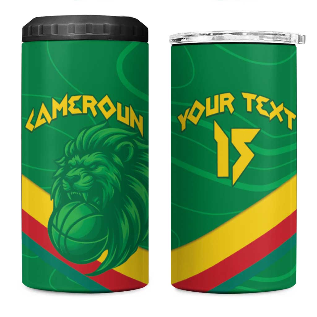 Custom Cameroon Basketball 4 in 1 Can Cooler Tumbler Go Indomitable Lions LT15