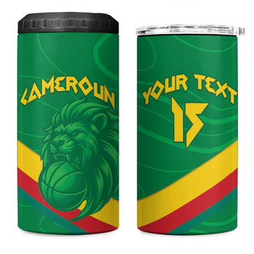 Custom Cameroon Basketball 4 in 1 Can Cooler Tumbler Go Indomitable Lions LT15