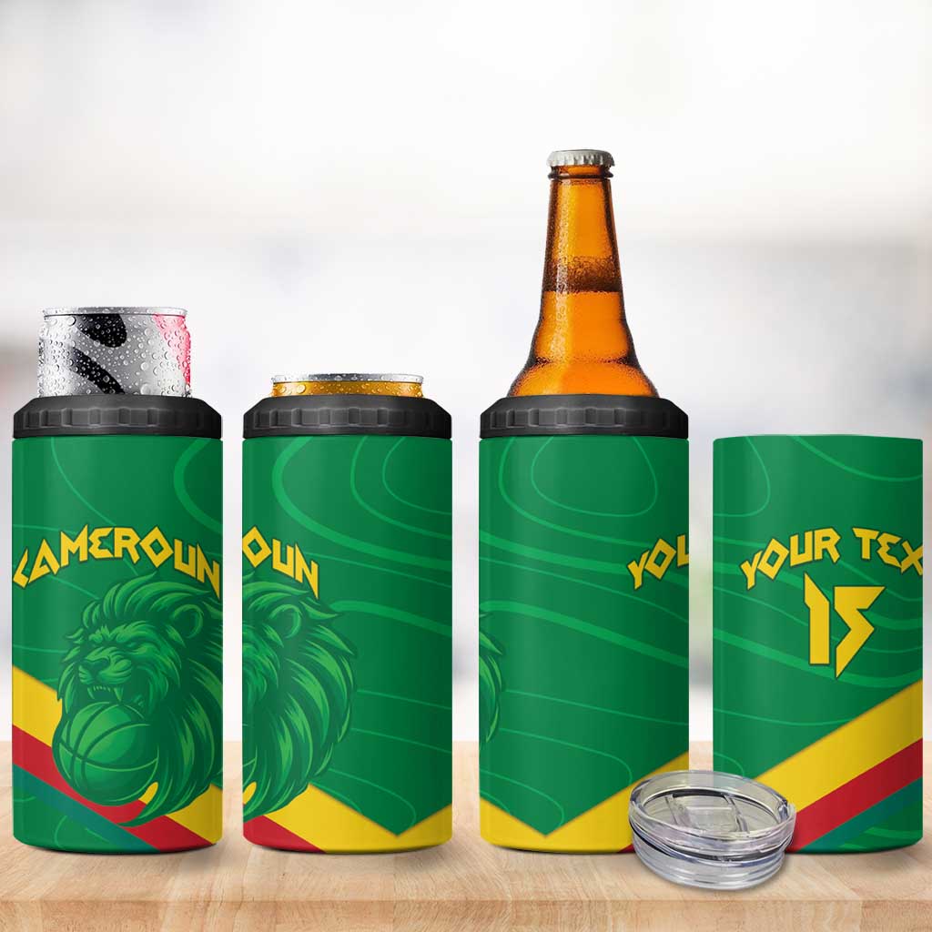 Custom Cameroon Basketball 4 in 1 Can Cooler Tumbler Go Indomitable Lions LT15