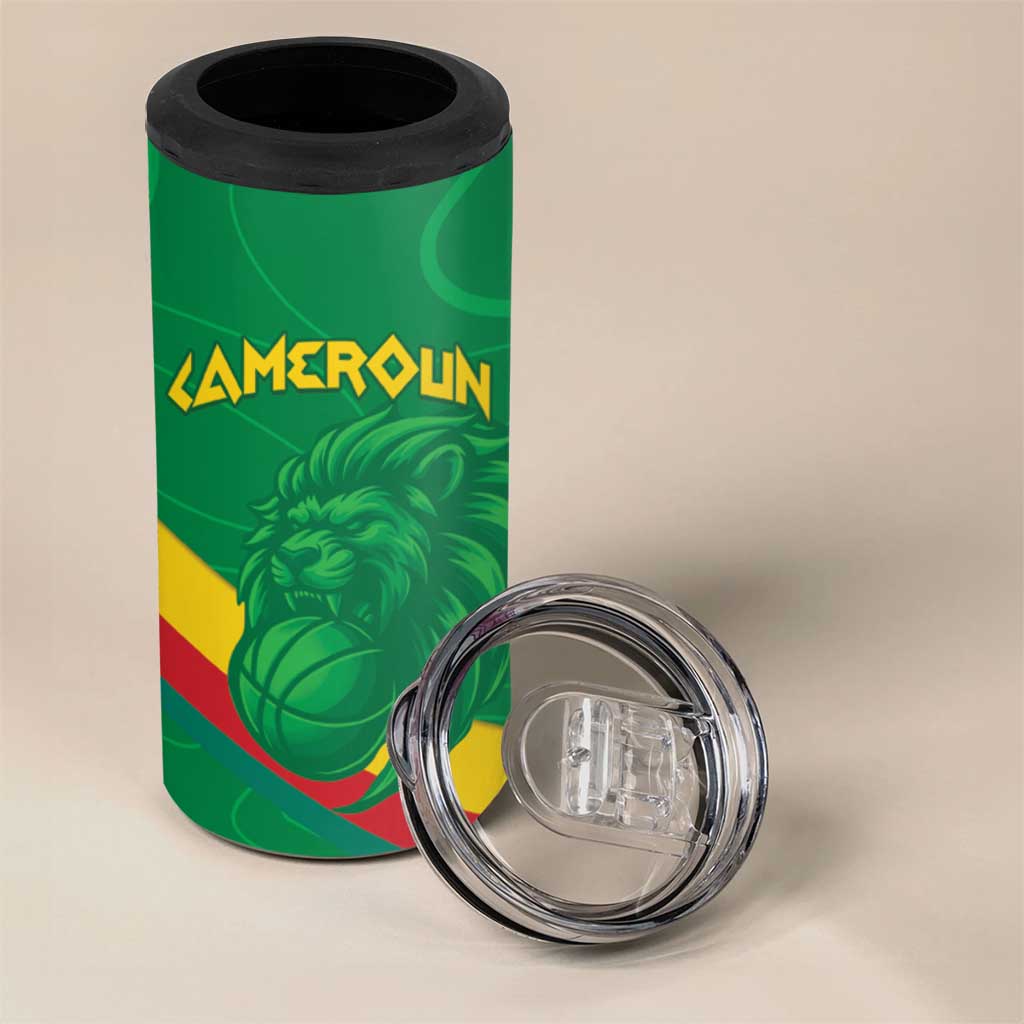 Custom Cameroon Basketball 4 in 1 Can Cooler Tumbler Go Indomitable Lions LT15