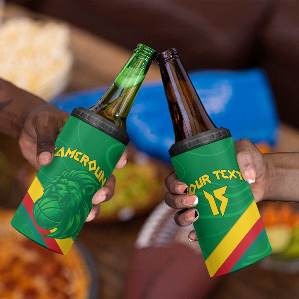 Custom Cameroon Basketball 4 in 1 Can Cooler Tumbler Go Indomitable Lions LT15
