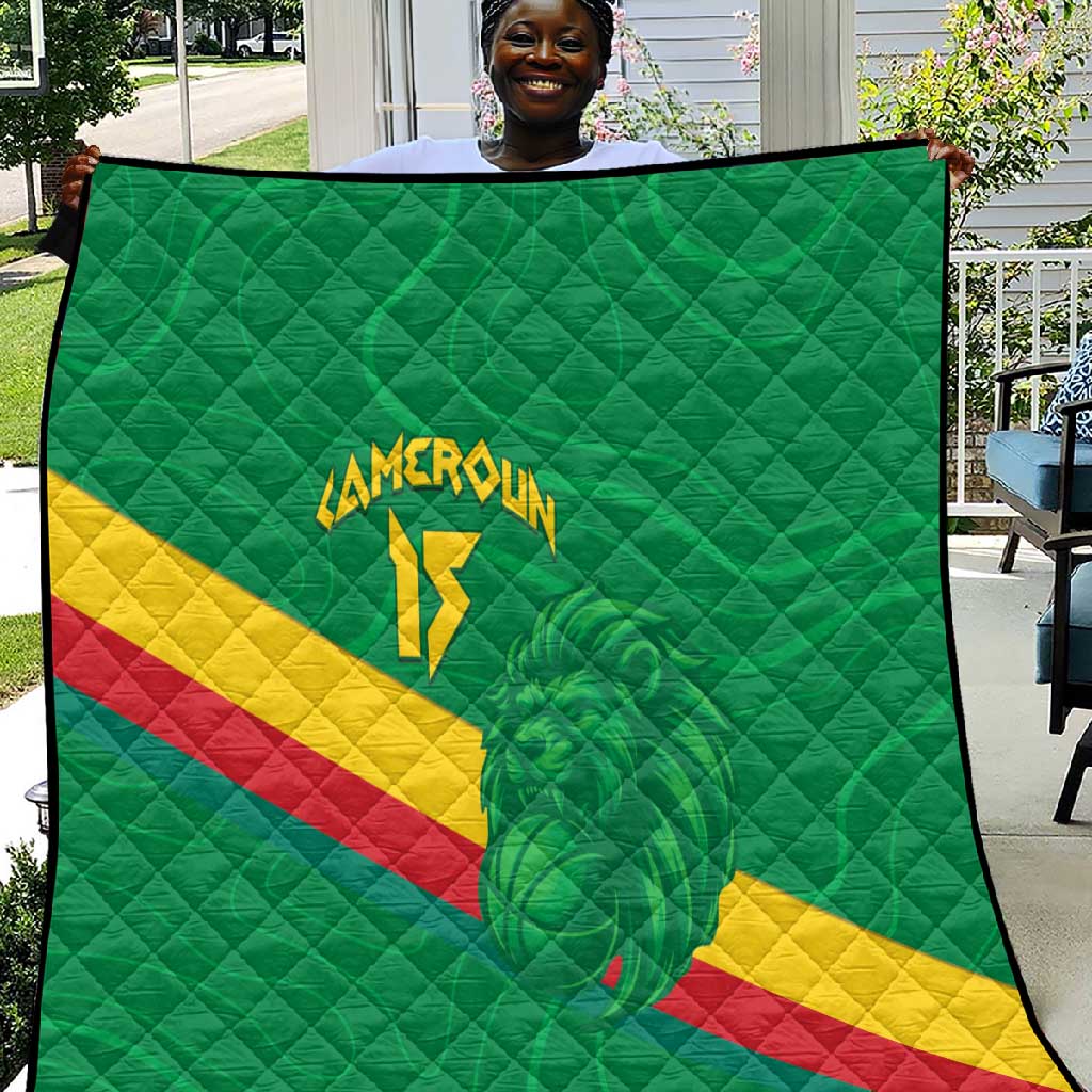 Custom Cameroon Basketball Quilt Go Indomitable Lions LT15