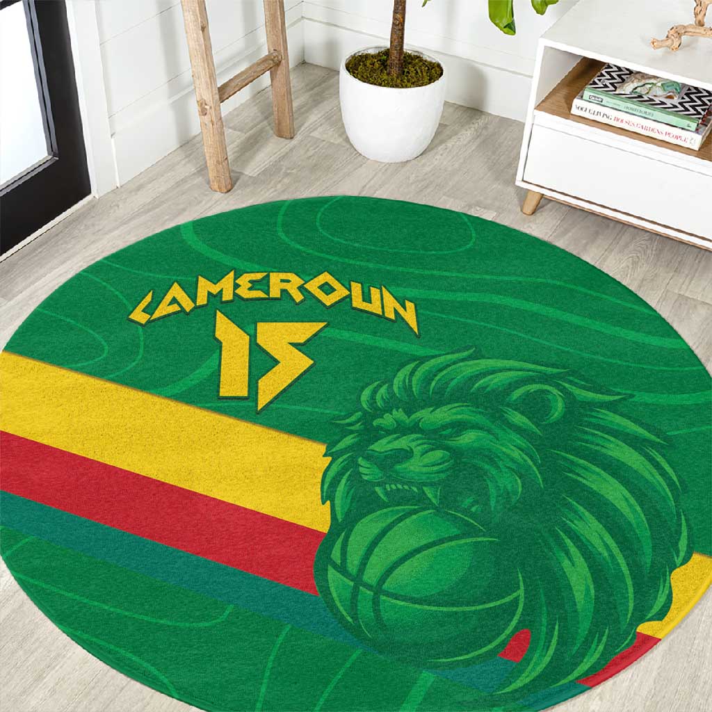Custom Cameroon Basketball Round Carpet Go Indomitable Lions LT15