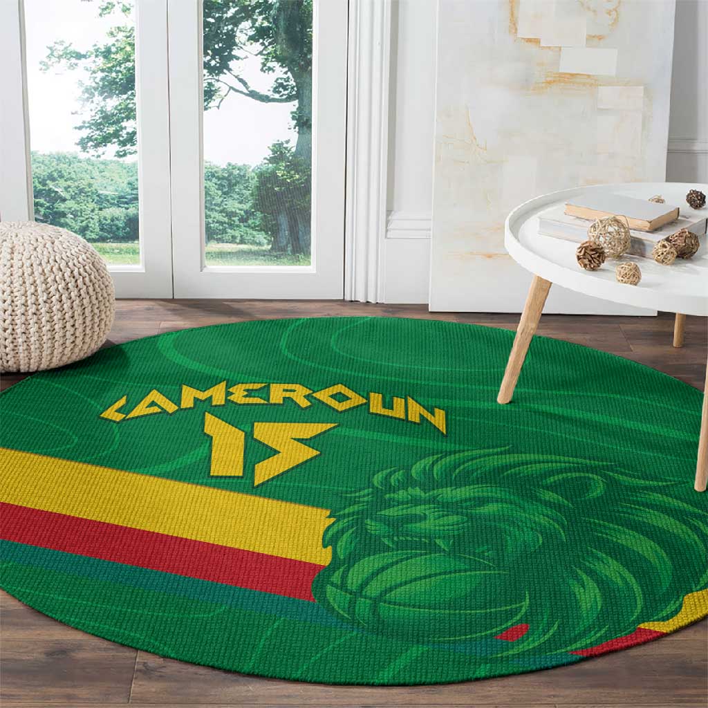 Custom Cameroon Basketball Round Carpet Go Indomitable Lions LT15
