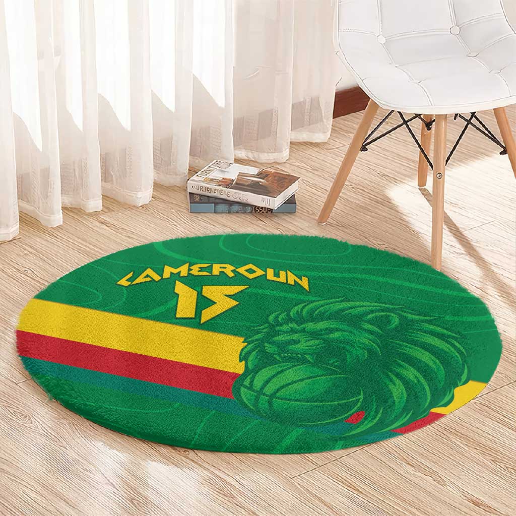 Custom Cameroon Basketball Round Carpet Go Indomitable Lions LT15