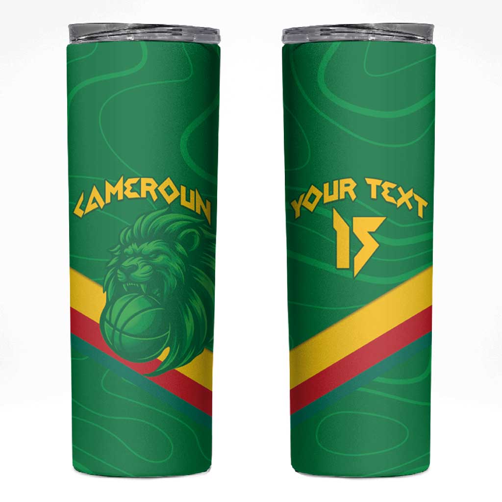 Custom Cameroon Basketball Skinny Tumbler Go Indomitable Lions LT15