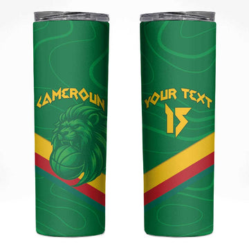 Custom Cameroon Basketball Skinny Tumbler Go Indomitable Lions LT15