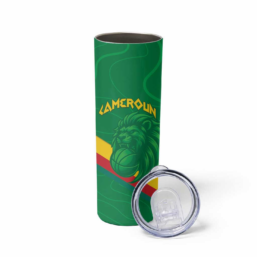 Custom Cameroon Basketball Skinny Tumbler Go Indomitable Lions LT15