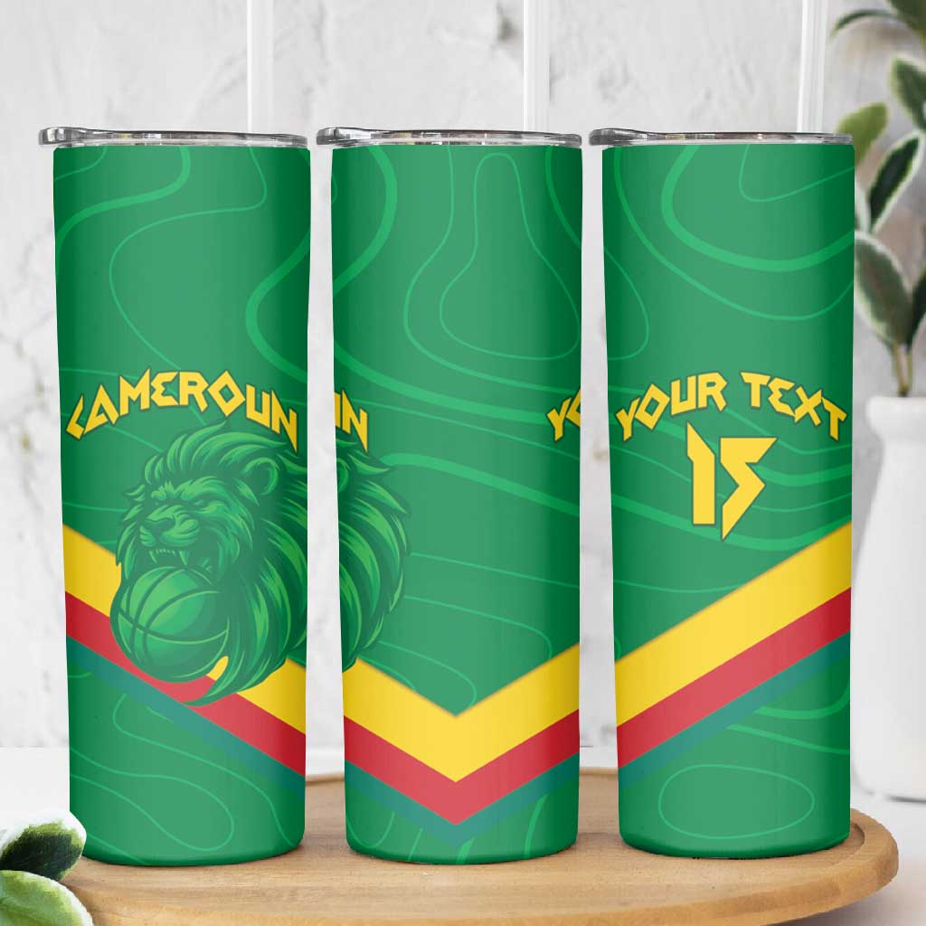 Custom Cameroon Basketball Skinny Tumbler Go Indomitable Lions LT15