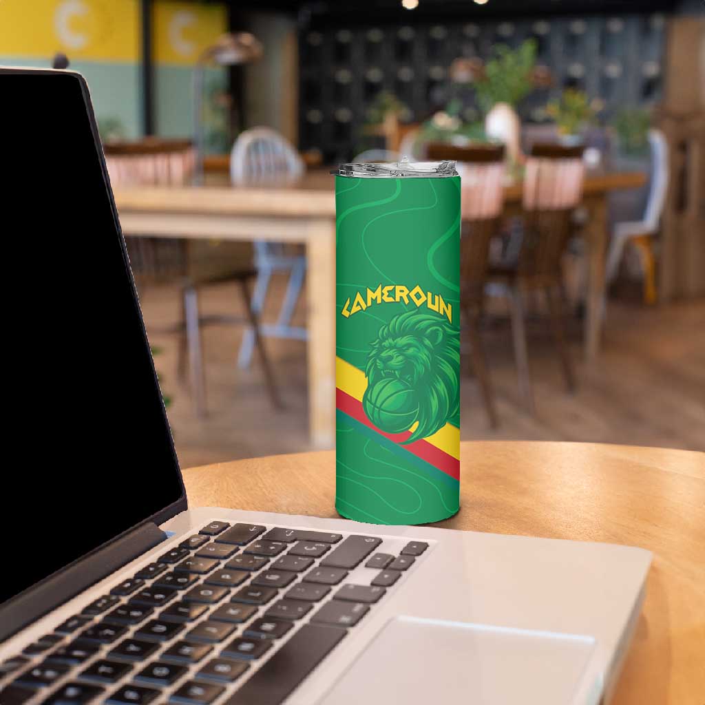 Custom Cameroon Basketball Skinny Tumbler Go Indomitable Lions LT15