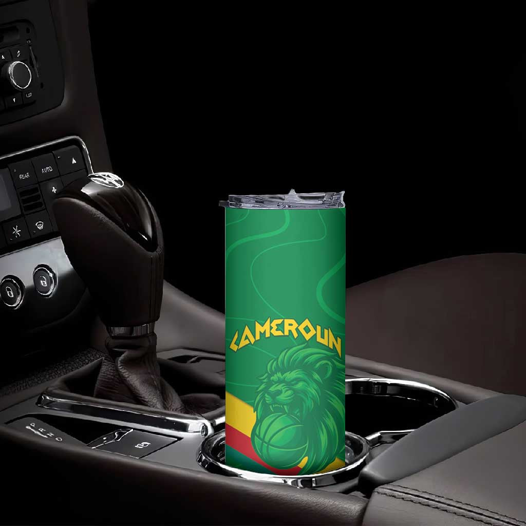 Custom Cameroon Basketball Skinny Tumbler Go Indomitable Lions LT15