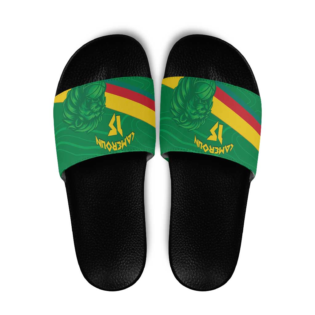 Custom Cameroon Basketball Slide Sandals Go Champions Indomitable Lions LT15